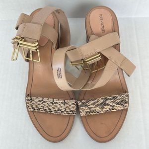 Size 8.5 Pour la Victoire nude sandals with faux snakeskin detail